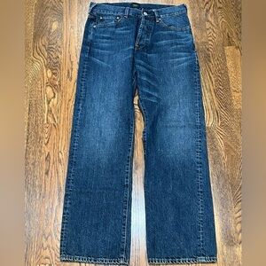 Men’s 30W 32L Paul Smith Dark Faded Wash Denim Jeans Flat Front APC Lux Pants